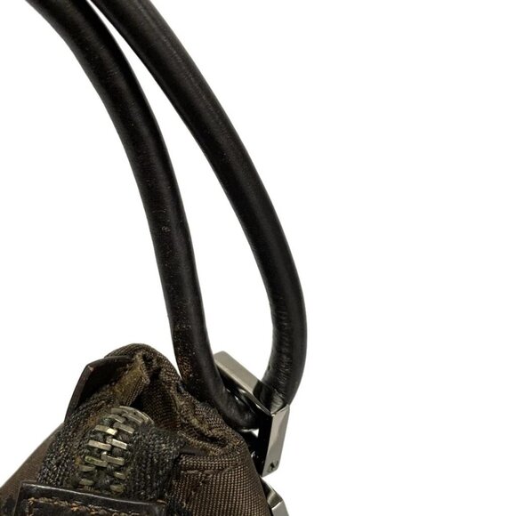 Auth GUCCI GG 13730 Dark Brown Black Nylon Leather Handbag - Picture 7 of 16